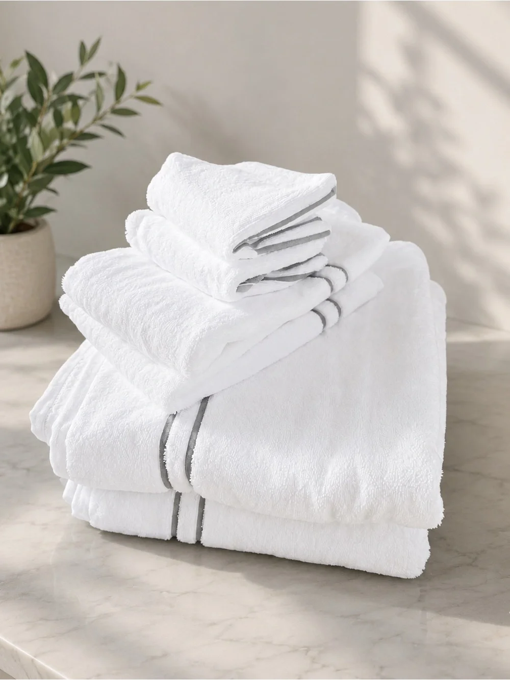 Hotelier Spa Luxury 6-Piece White Towel Set 100% Cotton Zero Twist NEW